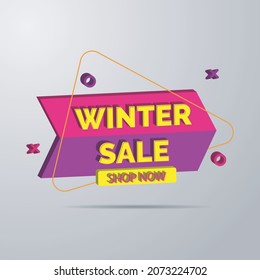 3D Winter Sale label, sales promotion label. For banner, web, poster, flyer, and other promotional media.