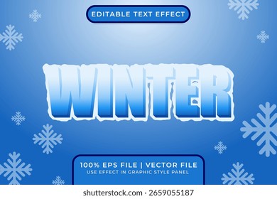 3D inverno Temporada Editável Vetor Texto Efeito. Efeito de Texto Ice