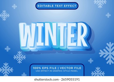 3D Winter Season Editable Vector Text Effect. Ice Text Effect