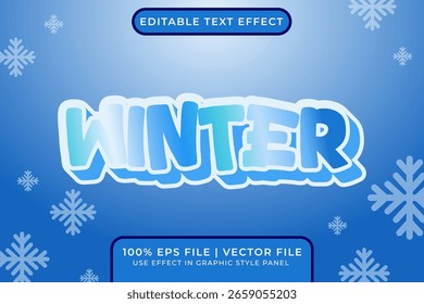 3D-Wintersaison bearbeitbarer Vektortexteffekt. Eistexteffekt