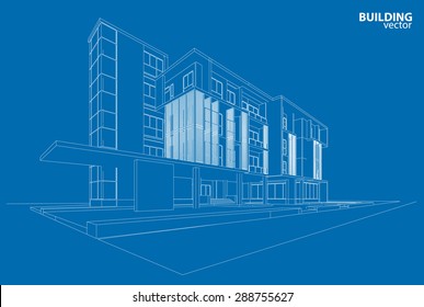 3d wire frame of building