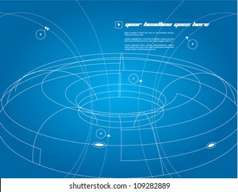 3D wire frame space ship