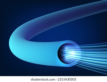 3D wire technology. Wire tubes use circular shapes to be arranged together. Focus on dark blue tones. Suitable for posters and technology