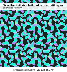 3D Wireframe Abstract Shape with Gradient Color. Seamless-Motif-Repeated Pattern. Vector Illustration.