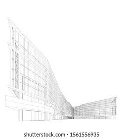 3d wireframe of building. sketch design.