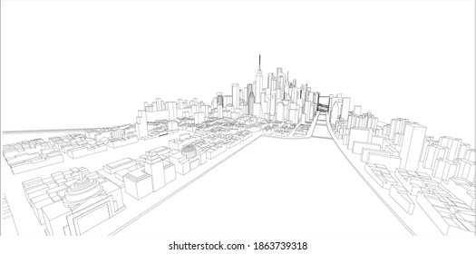 3.ª alambrada del edificio. diseño de esbozo.Vector