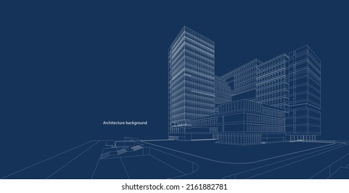 3d wireframe of building. sketch design.Vector - Shutterstock ID 2161882781