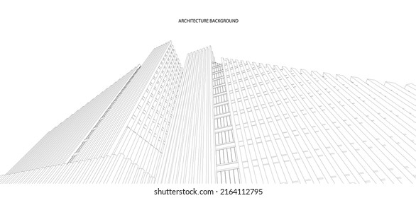 3d wireframe of building. sketch design.Vector