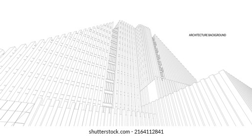 3d wireframe of building. sketch design.Vector