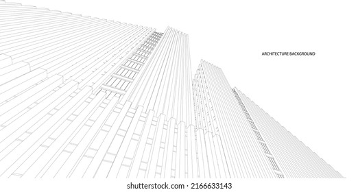 3d wireframe of building. sketch design.Vector