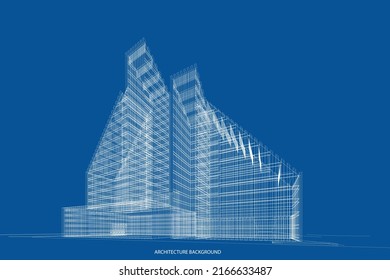 3.ª alambrada del edificio. diseño de esbozo.Vector