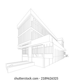 3d wireframe of building. sketch design.Vector