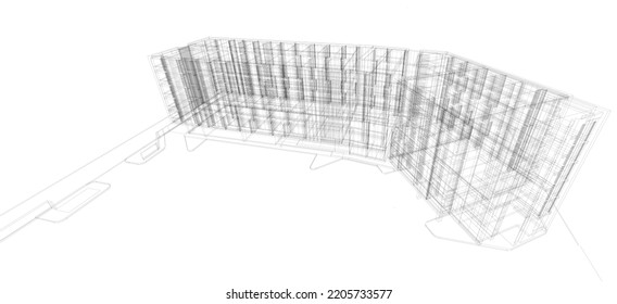 3.ª alambrada del edificio. diseño de esbozo.Vector