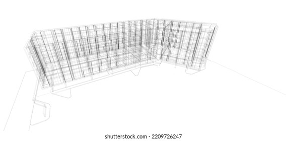 3.ª alambrada del edificio. diseño de esbozo.Vector