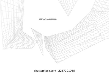 3d wireframe of building. sketch design.Vector