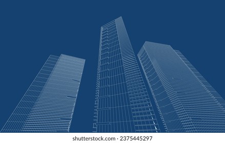3.ª alambrada del edificio. diseño de esbozo.Vector