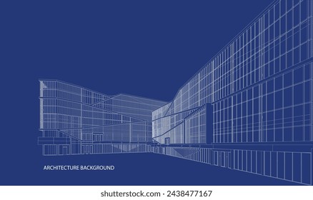 3d wireframe of building. sketch design.Vector