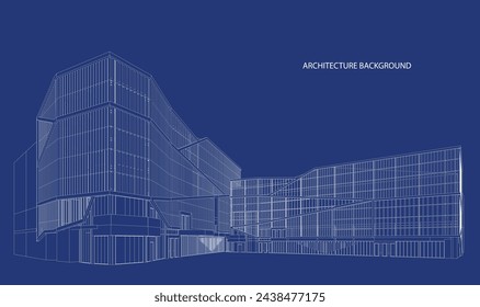 3d wireframe of building. sketch design.Vector