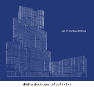 3d wireframe of building. sketch design.Vector