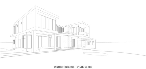 3d wireframe of building. sketch design.Vector