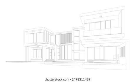 3d wireframe of building. sketch design.Vector