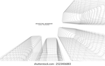 3d wireframe do edifício. design de esboço.Vetor