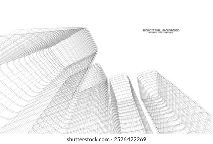 3d wireframe of building. sketch design.Vector