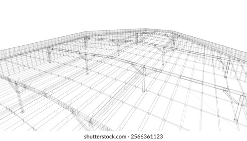 3d wireframe of building. sketch design.Vector