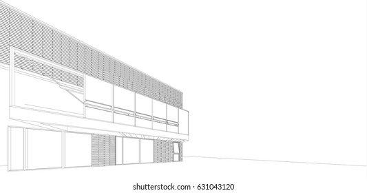 3d wireframe of building. sketch design.Vector