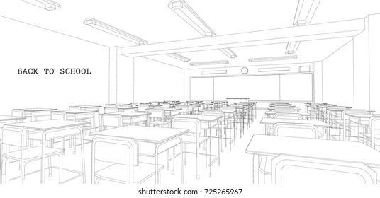3d wireframe of building. sketch design.Vector