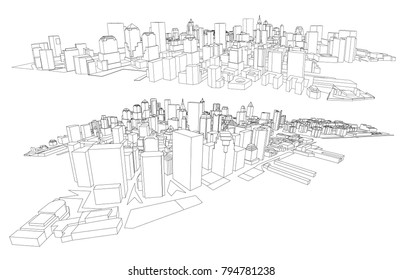 3d Wireframe Building Sketch Designvector Stock Vector (Royalty Free ...