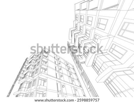 3d wireframe of building. sketch design.Vector