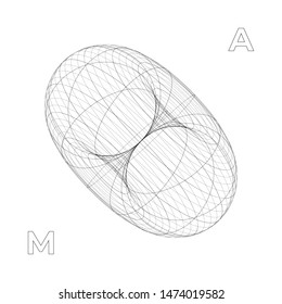 3d wireframe circle in sience tech style