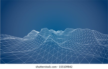 3D wireframe of contour swirl 