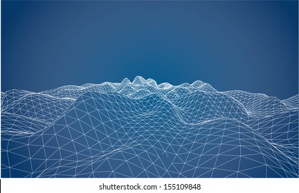 3D wireframe of contour swirl 