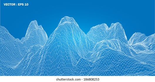 3D wireframe of contour swirl 