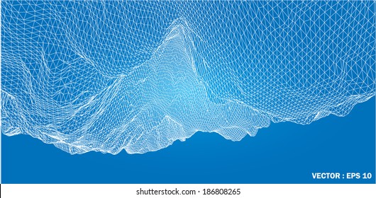 3D wireframe of contour swirl 