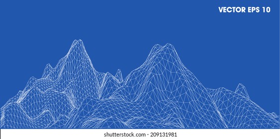 3D wireframe of contour swirl 