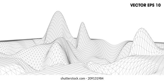 3D wireframe of contour swirl 