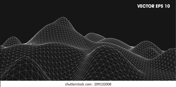3D wireframe of contour swirl 
