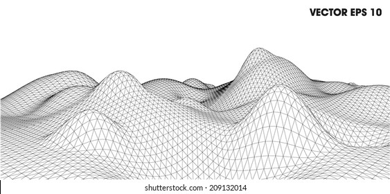 3D wireframe of contour swirl 