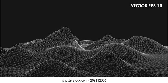 3D wireframe of contour swirl 