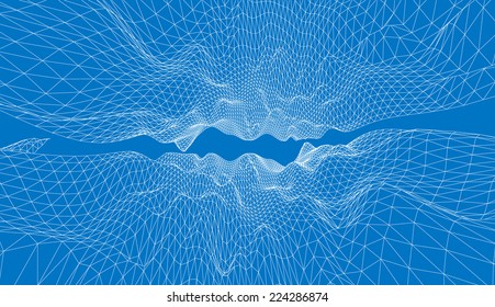 3D wireframe of contour swirl 