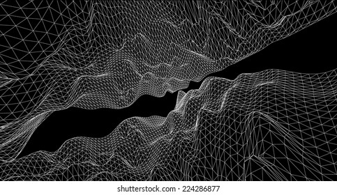 3D wireframe of contour swirl 