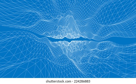 3D wireframe of contour swirl 