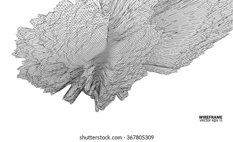 3D wireframe of contour swirl