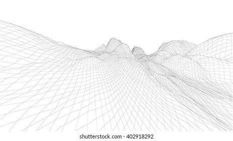 3D wireframe of contour swirl