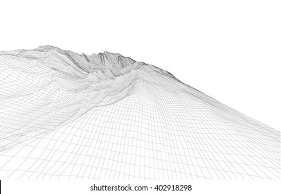 3D wireframe of contour swirl