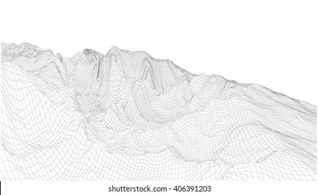 3D wireframe of contour swirl