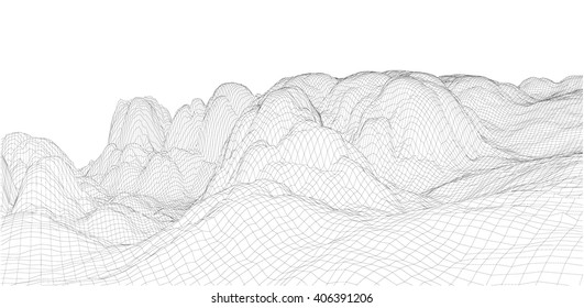 3D wireframe of contour swirl